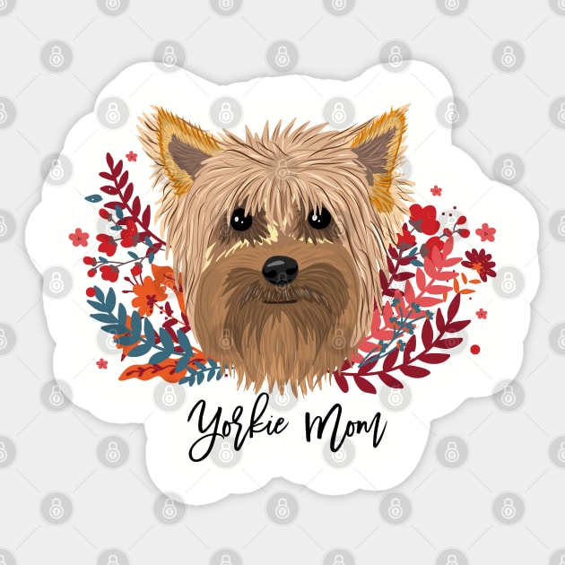 Yorkie Mom Sticker by cacostadesign